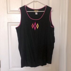 Bob Mackie Wearable Art Black Silk Tank Size 1X